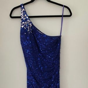 Royal Blue One Shoulder Long Formal / Prom Dress